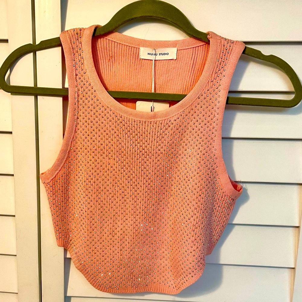 Cropped Embellished Tank Top
